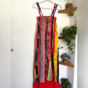 -sold- Vintage 70s Patchwork Handmade Maxi Dress